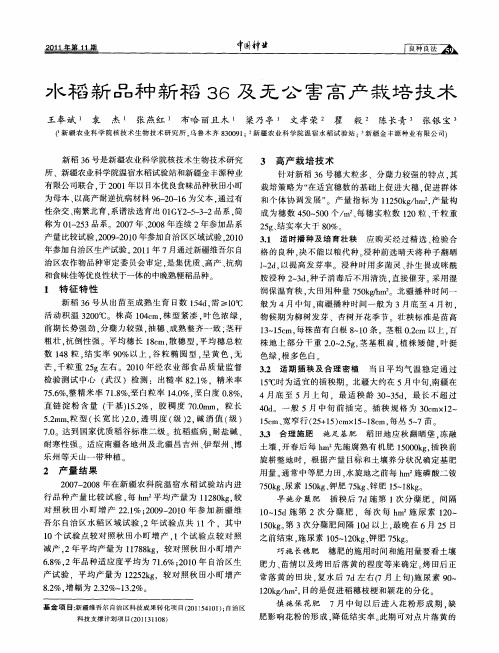 水稻新品种新稻36及无公害高产栽培技术