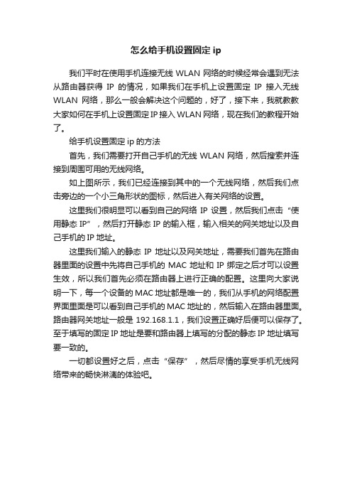 怎么给手机设置固定ip