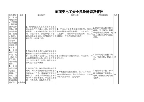 地面变电工安全风险辨识及管控