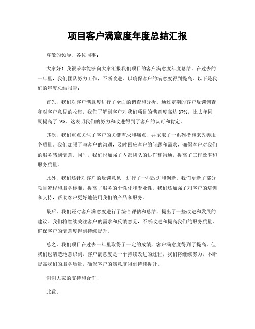 项目客户满意度年度总结汇报