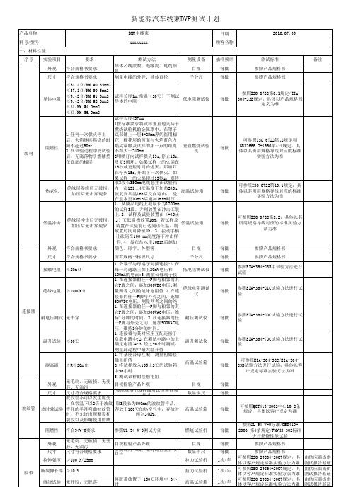 新能源汽车线束DVP测试计划