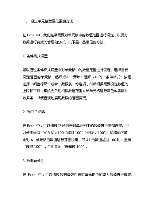 设定单元格数值范围及显示限定文字的方法