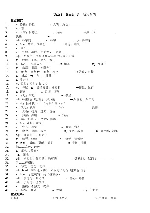 Unit 1  Book  5  预习学案