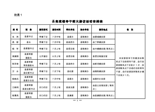 县党政领导干部大接访活动安排表