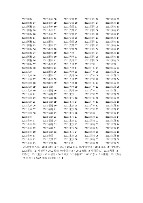 2012高考化学试题全集