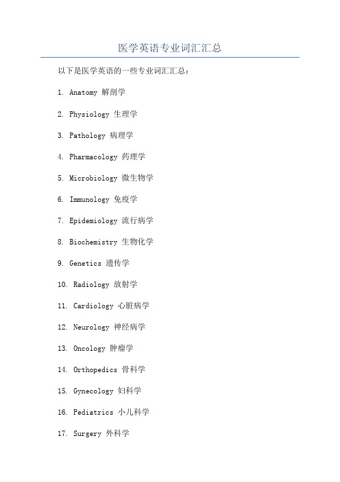 医学英语专业词汇汇总