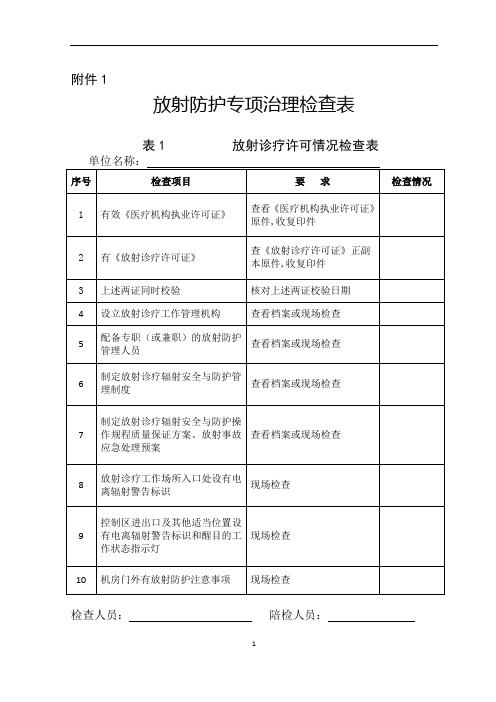 医疗机构医院放射防护专项治理检查各种附件