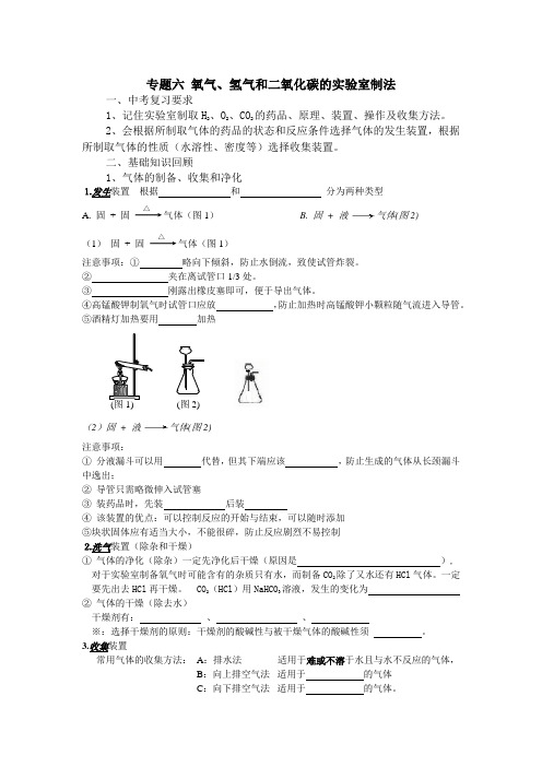 初中常见气体的制备