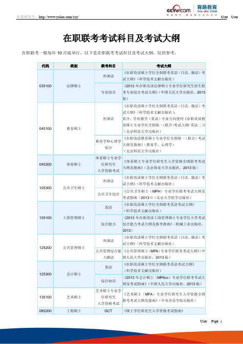 在职联考考试科目及考试大纲