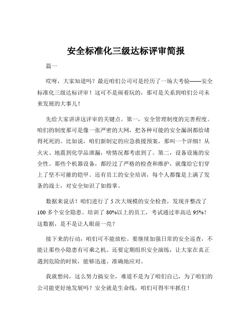 安全标准化三级达标评审简报