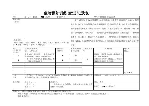 危险预知训练KYT记录表