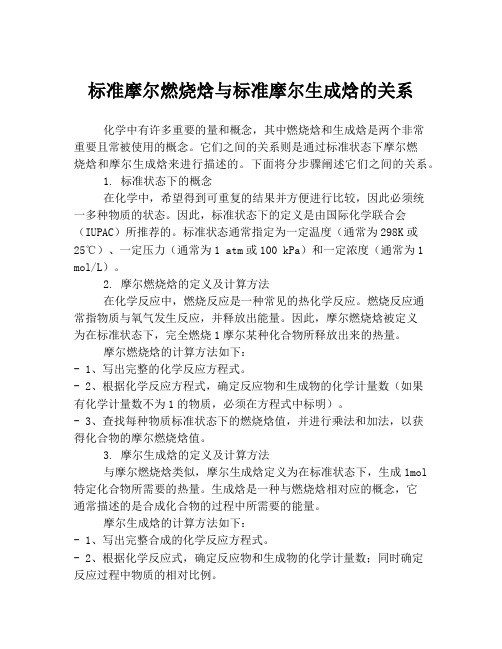 标准摩尔燃烧焓与标准摩尔生成焓的关系