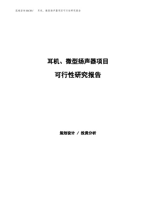 耳机、微型扬声器项目可行性研究报告(可编辑)