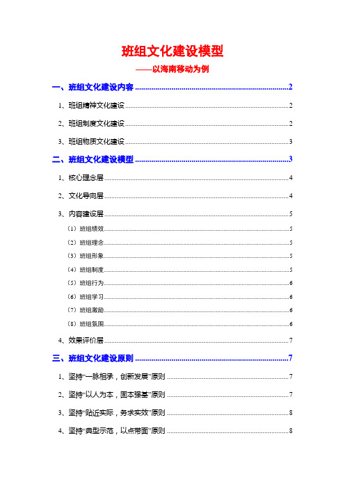 班组文化建设模型