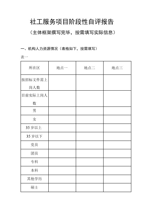 社工服务项目阶段性自评报告