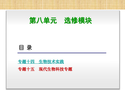 (全国卷地区)高考生物二轮复习 专题讲练 第8单元 选修模块 14 生物技术实践名师课件