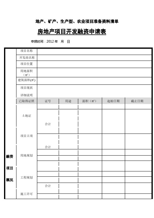 企业融资申请表