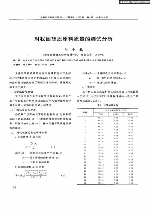 坚我国硅质原料质量的测试分析