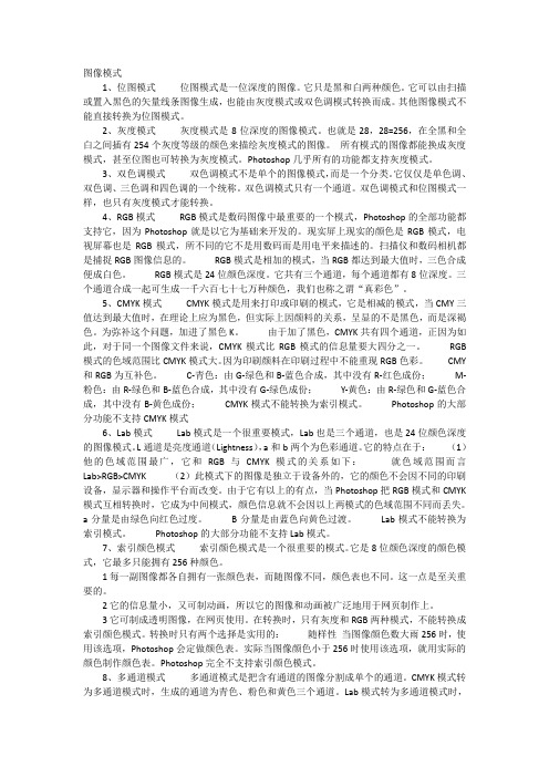 ps中图像模式及其特点