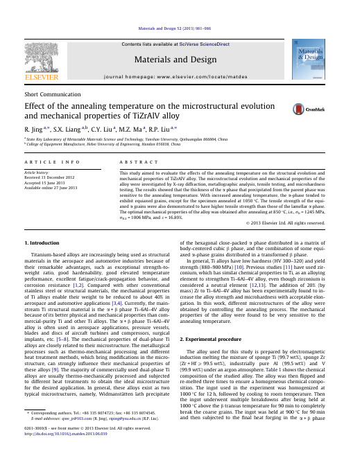 Effect of  annealing temperature on  microstructural evolution and mechanical property of Ti alloy