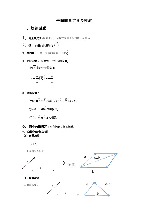 高中数学：平面向量定义及性质导学案