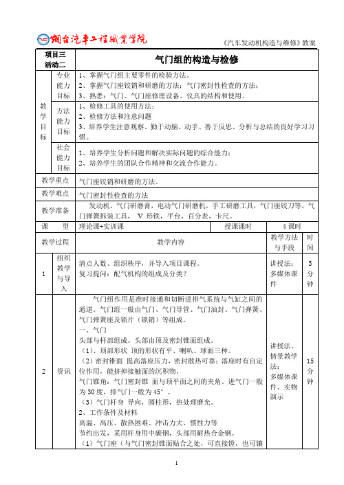 活动二气门组的构造与检修