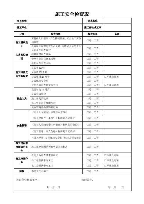 施工安全检查表