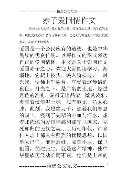 赤子爱国情作文