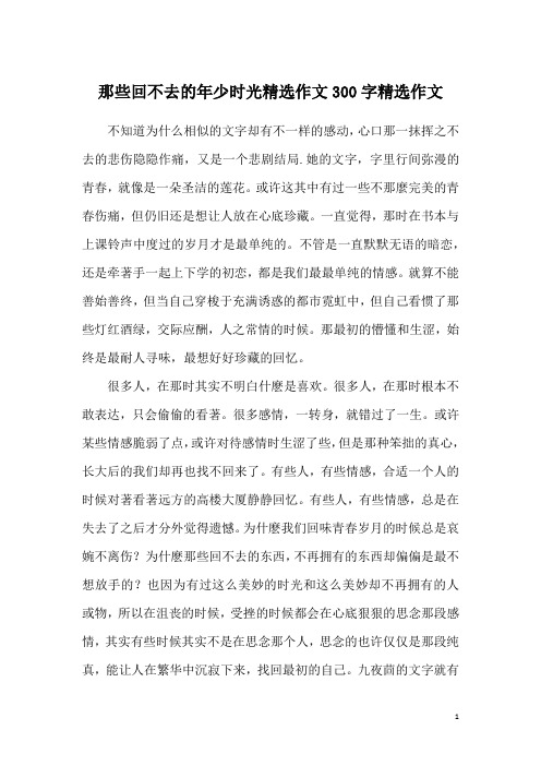 那些回不去的年少时光精选作文300字精选作文