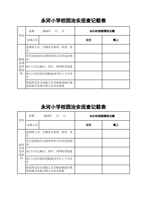 永河小学校园安全巡逻记载表