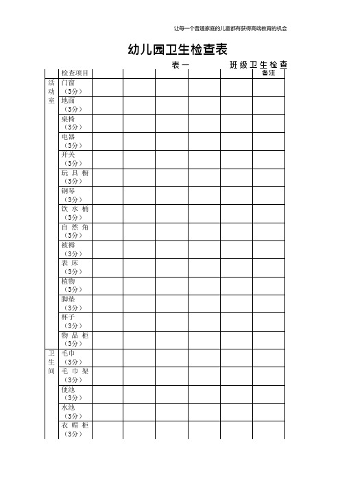 《幼儿园卫生检查表(班级+厨房+保洁区)》