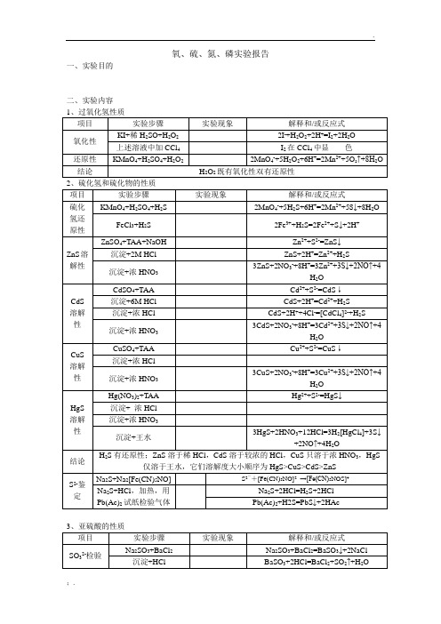 氧、硫、氮、磷实验报告