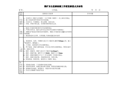 煤矿安全监察综掘工作面检查重点及标准