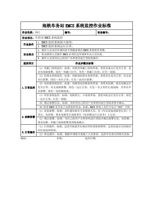 地铁车务站EMCS系统监控作业标准