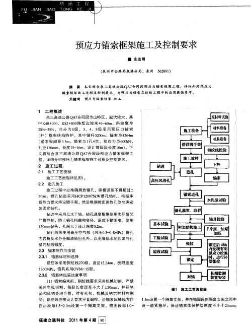 预应力锚索框架施工及控制要求