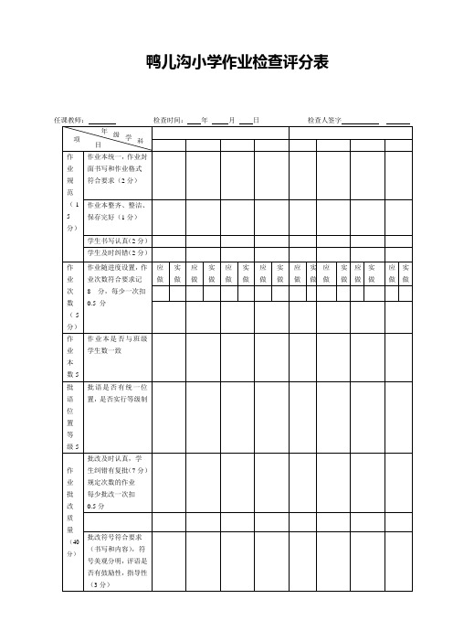 作业检查评分标准