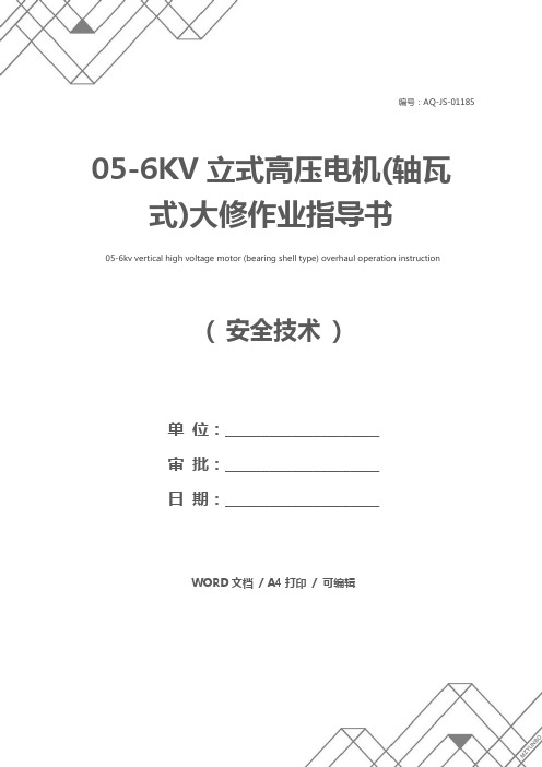 05-6KV立式高压电机(轴瓦式)大修作业指导书