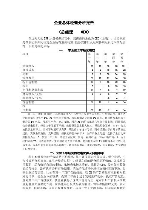 企业总体经营CEO分析报告含四力分析等