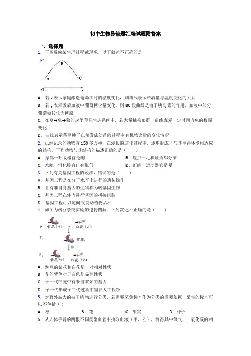 初中生物易错题汇编试题附答案