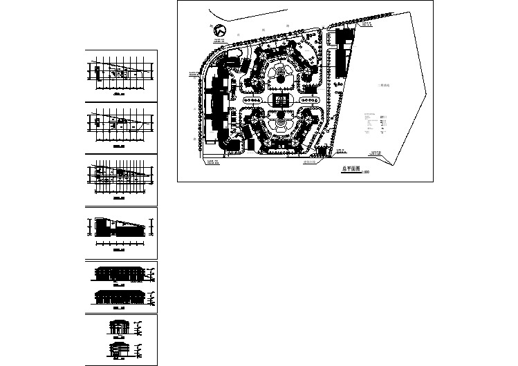 某住宅小区（59433平方米）内二层会所设计cad全套建筑施工图（含小区总平面图）