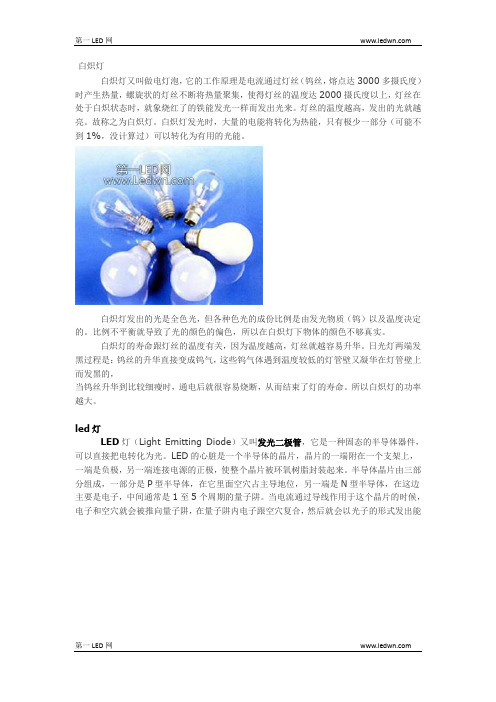 LED灯(LED灯泡)与白炽灯对比