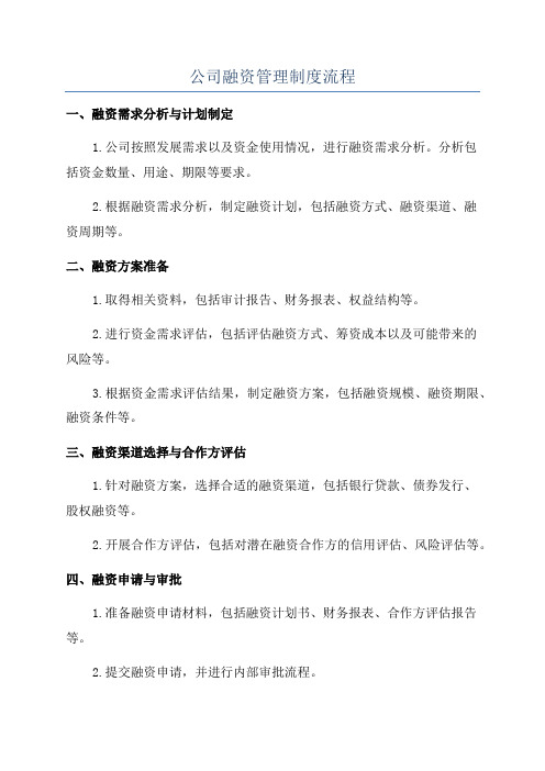 公司融资管理制度流程