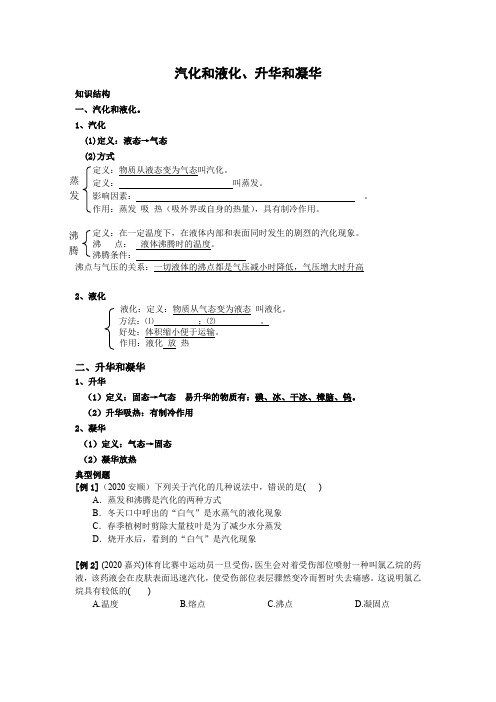 初二物理汽化和液化、升华和凝华