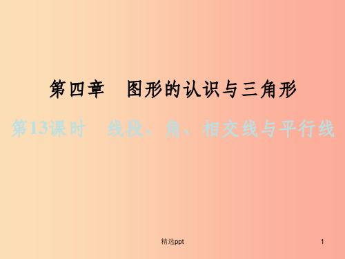 浙江省201X中考数学复习第一篇教材梳理第四章图形的认识与三角形第13课时线段角相交线与平行线课件