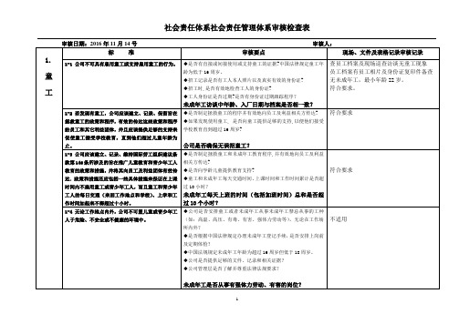 SA8000社会责任管理体系检查表