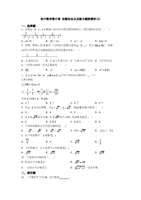 初中数学第六章 实数知识点及练习题附解析(1)