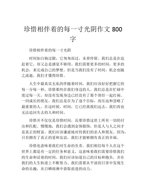 珍惜相伴着的每一寸光阴作文800字