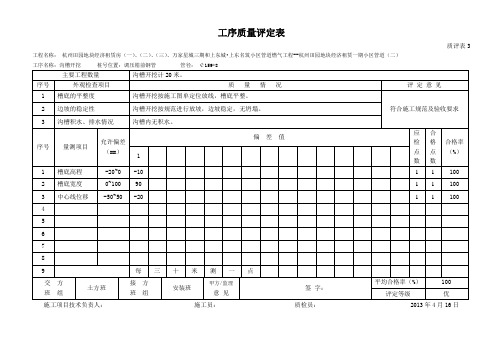 工序质量评定表