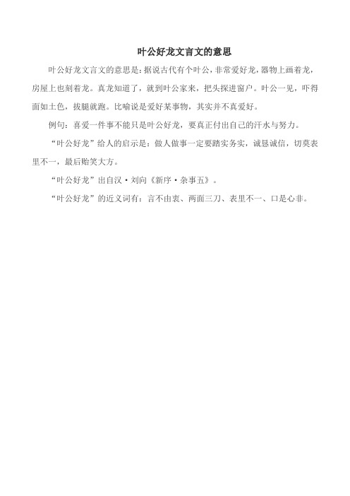 叶公好龙文言文的意思