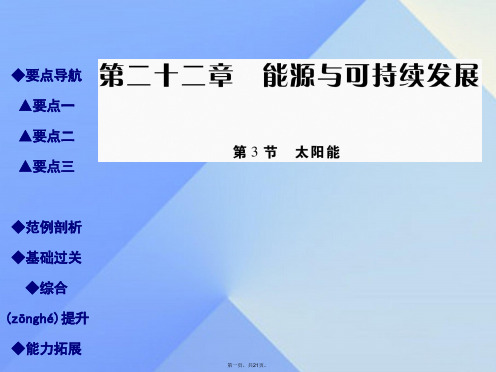 九年级物理全册22.3太阳能教学课件(新版)新人教版